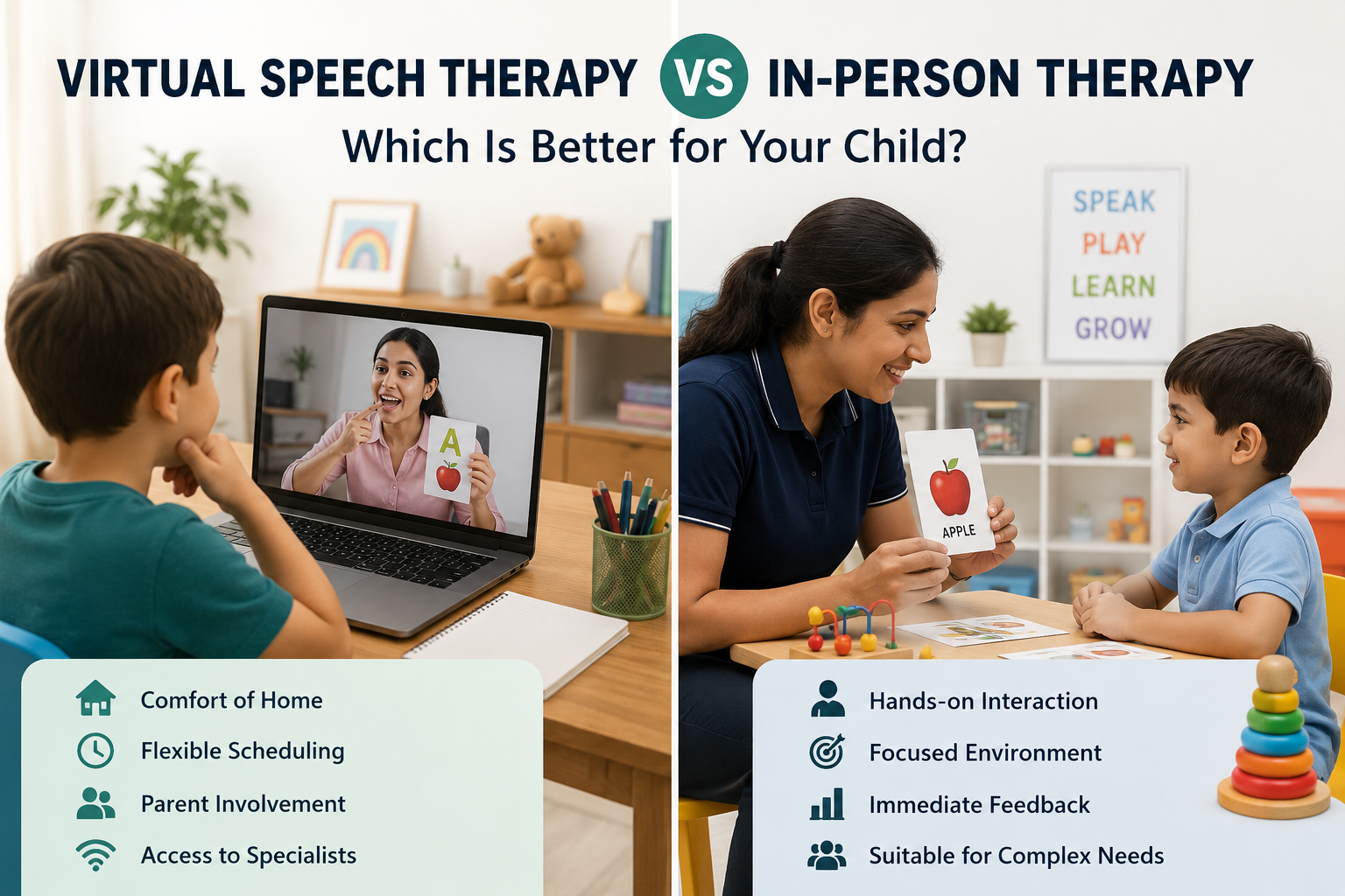 Virtual speech therapy vs in-person speech therapy for children with a speech-language therapist