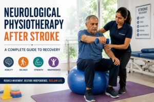 Neurological physiotherapy deals with movement problems that come from the brain, spinal cord, or nerves rather than a joint or muscle injury. After a stroke, that can mean weakness down one side, shaky balance, stiffness, changed sensation, trouble walking, or just a loss of confidence in doing everyday things. The goal of a structured rehab plan is to build back safe movement and independence — starting from wherever the person actually is right now, not where they used to be. What does neurological physiotherapy after stroke actually look like? The nervous system and muscles need repeated, purposeful practice after a stroke — there's no shortcut. Sessions might involve bed mobility, sitting balance, standing, transfers, walking practice, upper-limb activity, strengthening, endurance work, and strategies to cut down fall risk. What exactly gets prioritized depends on which functions were affected and how medically stable the person is. What physiotherapy management of stroke typically includes It usually starts with checking strength, muscle tone, joint movement, balance, coordination, walking, and how daily tasks are going. The therapist also looks at how much help someone needs to roll over in bed, stand up from a chair, walk indoors, or climb steps. From there, goals get built around the activities that actually matter to the patient and their family — not generic milestones. Mobility and transfers Early on, a lot of the work is about safe movement — bed to chair, chair to toilet, sitting and standing with control. Getting these right early can cut down how much assistance someone needs and lets them take a more active role in their own care. Walking and balance Walking after a stroke can be thrown off by weakness, poor foot clearance, shaky balance, or simple lack of confidence. Practice often includes weight shifting, step training, walking with the right support, and balance challenges that build up gradually. Assistive devices come in wherever they genuinely improve safety. Strength and stamina Weakness after stroke affects both day-to-day function and overall activity levels. Carefully progressed strength and endurance work — when medically appropriate — isn't just about making a muscle stronger in isolation; it's about making standing, reaching, and walking easier in real life. Hemiparesis treatment in physiotherapy Hemiparesis means weakness on one side of the body. Treatment usually combines positioning, repeated movement practice, strengthening, balance work, and functional tasks — all adjusted to what the person can actually manage safely, rather than pushing movements that are unsafe or exhausting. Physiotherapy treatment for hemiplegia Hemiplegia is more severe — weakness or paralysis affecting one whole side. Treatment here needs real attention to shoulder protection, positioning, safe transfers, joint mobility, and avoiding secondary complications. Family members and caregivers are often taught safe handling techniques too, so that help at home supports the rehab rather than working against it. Stroke patient care outside the clinic Recovery goes a lot better when what happens at home matches what's being worked on in therapy — safe sitting positions, scheduled walking or standing practice, using the mobility aids that were actually prescribed, and letting the patient take part in daily tasks rather than doing everything for them. Caregivers should never pull on a weak arm, and should stick to the handling guidance the rehab team gives. Is recovery still possible two years after a stroke? Yes, for many people. Recovery speed slows down compared to the early months, but targeted practice on strength, balance, endurance, walking, and independence can still make a real difference years later. What matters is setting realistic, measurable goals based on where someone actually stands neurologically today. When to get urgent medical help A sudden new facial droop, new weakness, trouble speaking, severe dizziness, a sudden severe headache, or loss of consciousness is an emergency — not something to work through with exercises. Get emergency care immediately. Neurological rehabilitation at Aarav Clinics A good rehab program connects what happens in the clinic to what actually needs to happen at home and in daily life. At Aarav Clinics, that means building the plan around mobility, balance, strength, caregiver support, and what the patient is actually working toward — and reassessing regularly as things change. Frequently Asked Questions How soon should neurological physiotherapy start after a stroke? It depends on medical stability and what the treating medical team advises — rehab is often introduced as early as it's safely possible. Can a stroke patient exercise every day? Many people benefit from regular activity, but the type, intensity, and duration should be matched to their specific medical condition and rehab plan. Is recovery the same for every stroke patient? No — it varies a lot based on the location and severity of the stroke, age, other health conditions, complications, motivation, support, and how actively someone participates in rehab. Suggested internal links ● Relevant Physiotherapy service page ● Book Appointment / Contact page ● One related condition blog from this 10-blog cluster Medical content note This article is for general education and isn’t a diagnosis or a substitute for individual medical advice. Exercise choices should be adapted to the person’s condition, symptoms, medical history, and stage of recovery.