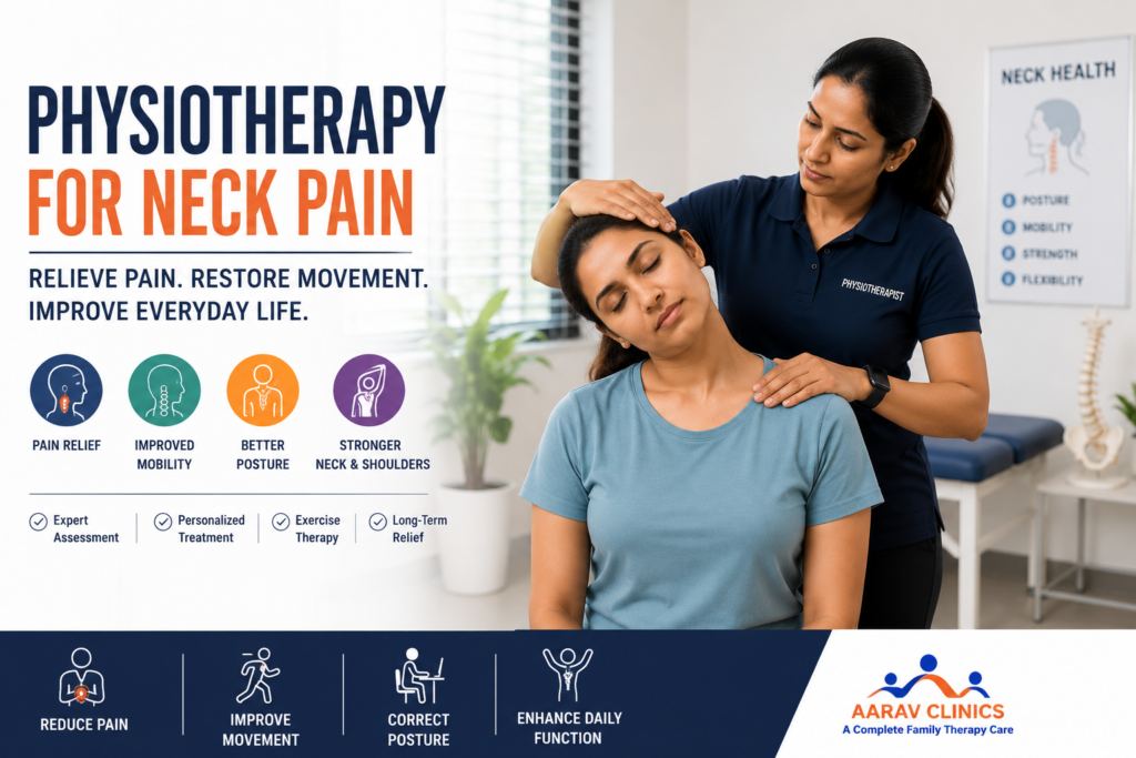 Physiotherapy for neck pain and cervical spondylosis with guided neck exercises