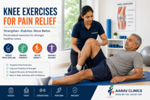 Knee exercises for pain relief with guided physiotherapy rehabilitation